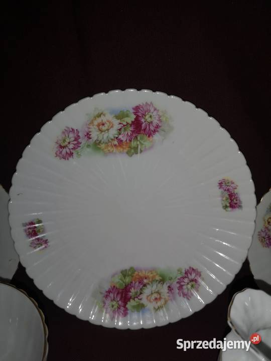 Filiżanka z talerzykiem deserowym z kwiatami syg Gdańsk