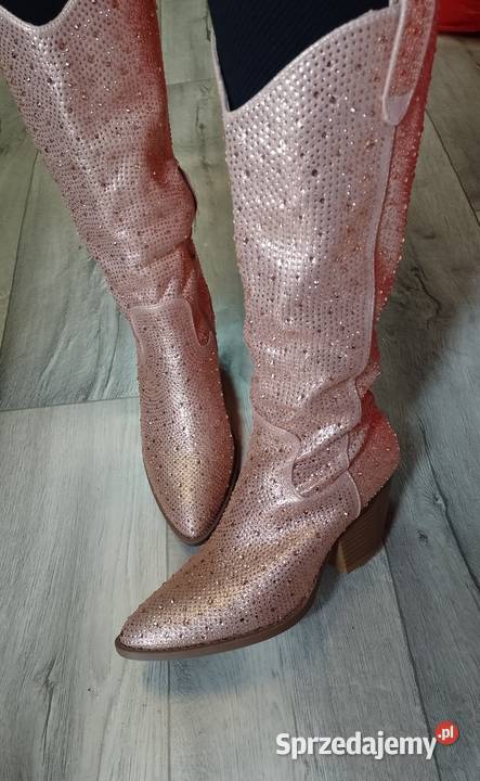 4243 Gold Rose Różowe bogato zdobione Kozaki 28cm Kozaki Kraków
