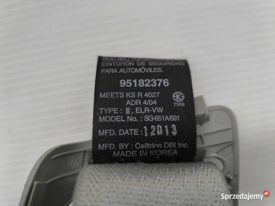 PAS BEZPIECZEŃSTWA TYŁ OPEL ANTARA LIFT 95182376 osobowe Pasy bezpieczeństwa wielkopolskie