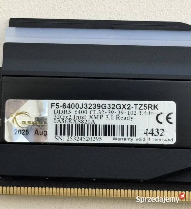 DDR5 GSkill Trident Z RGB 6400 CL32 64GB Nośniki łódzkie Łódź
