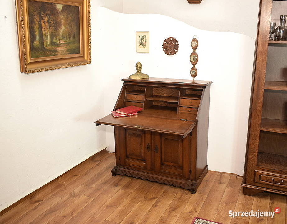 ŁADNY DĘBOWY SEKRETARZYK BIURKO SEKRETERA DĄB dolnośląskie