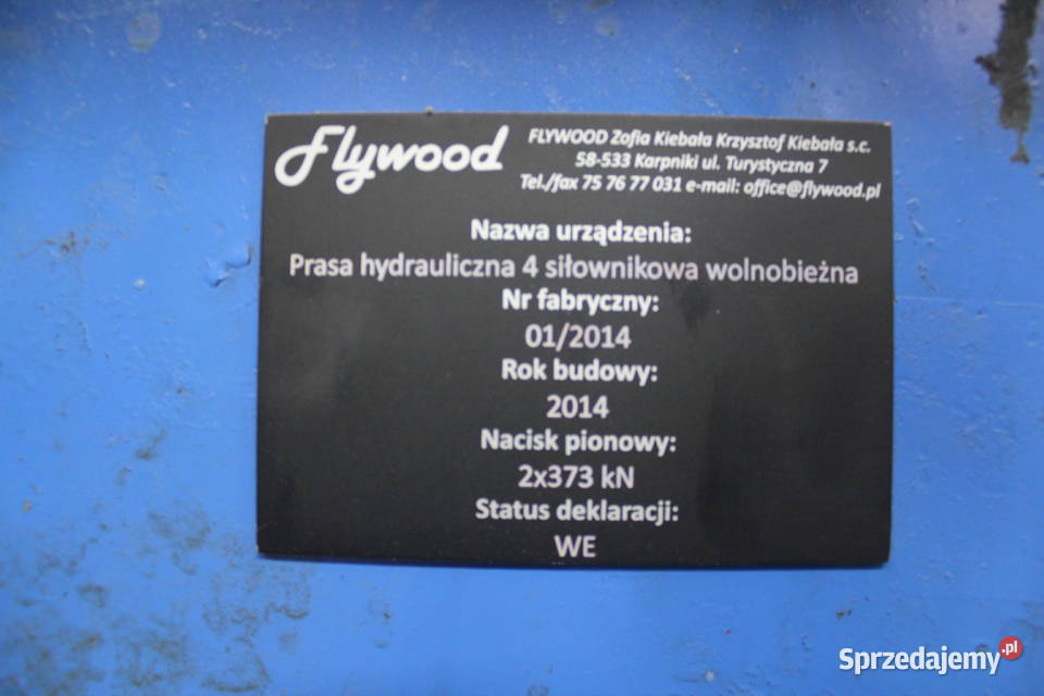 Prasa hydrauliczna 3D FLYWOOD 4 38 ton Karpniki