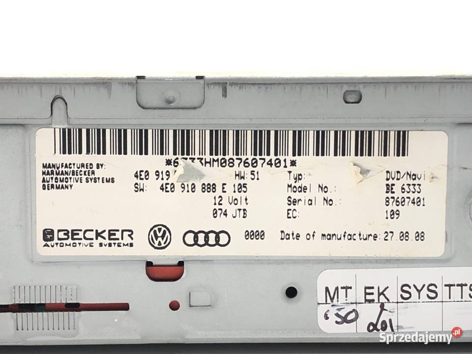 CZYTNIK NAWIGACJI AUDI A4 B8 4E0910888E 0715 Nawigacje fabryczne sprzedam