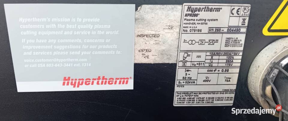 źródło plazmy Hypertherm xpr260 Krupiec