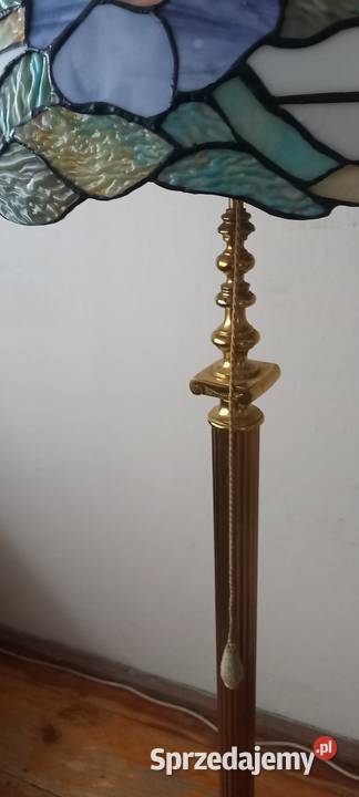 Piękna mosiężna lampa podłogowa witraż w stylu Skierniewice