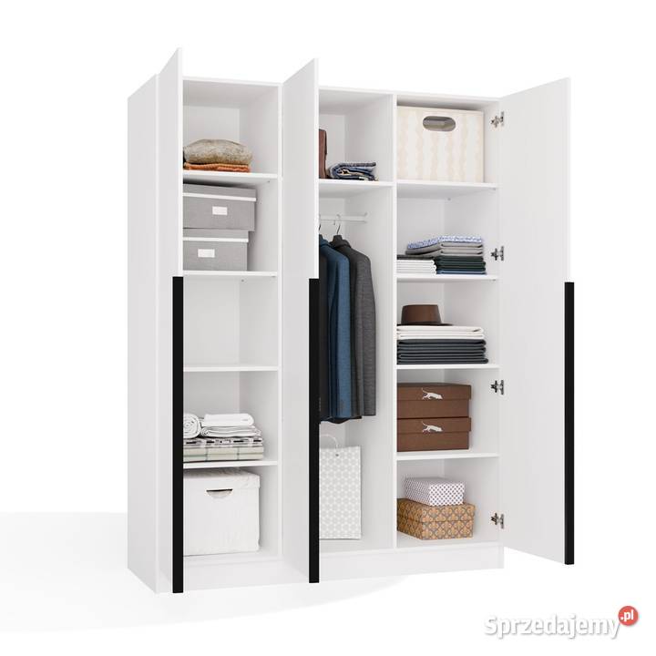 Szafa SENSO 3D 150 3 Drzwi Czarne Uchwyty