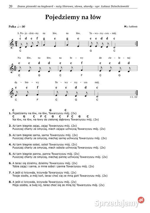 Nuty literowe Znane piosenki keyboard pianino Opole sprzedam