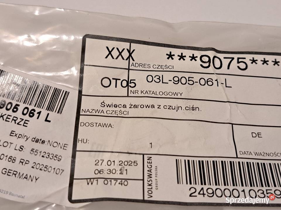 Świeca Żarowa Z Czujnikiem 03L905061L Oryginalna mazowieckie Radom