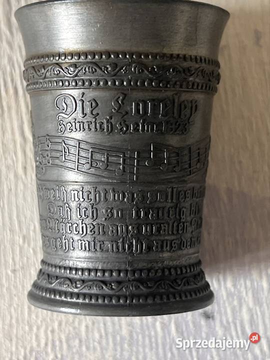 Bogato zdobiony kielich cyna śląskie Bytom