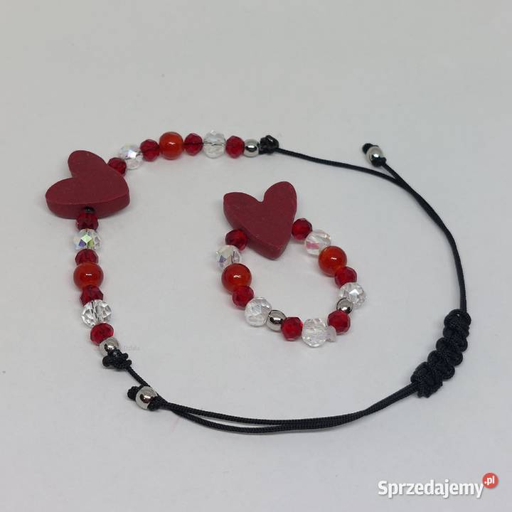 Bransoletka i pierścionek z sercem ręcznie