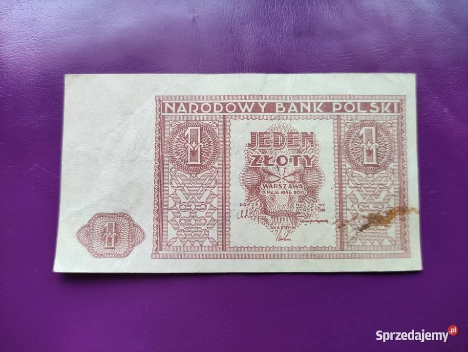 Banknot 1 złoty 1946 bez serii Rzadkość Okazja Pruszków