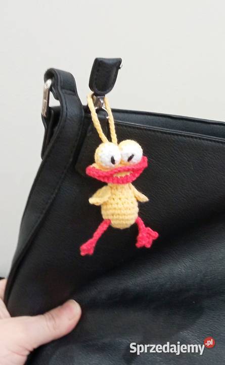 Śmieszna kaczka wykonana na szydełku brelok Łask