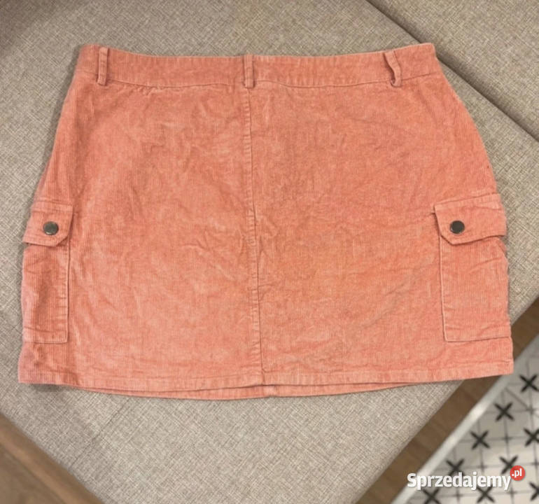 Różowa sztruksowa spódnica mini midi na lato Bez wzoru Łódź sprzedam