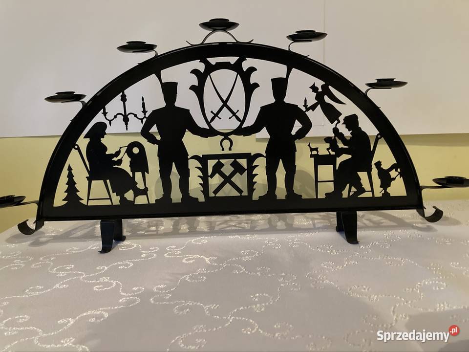Świecznik Metalowy Łuk z Wizerunkiem Górnika Czerwionka-Leszczyny