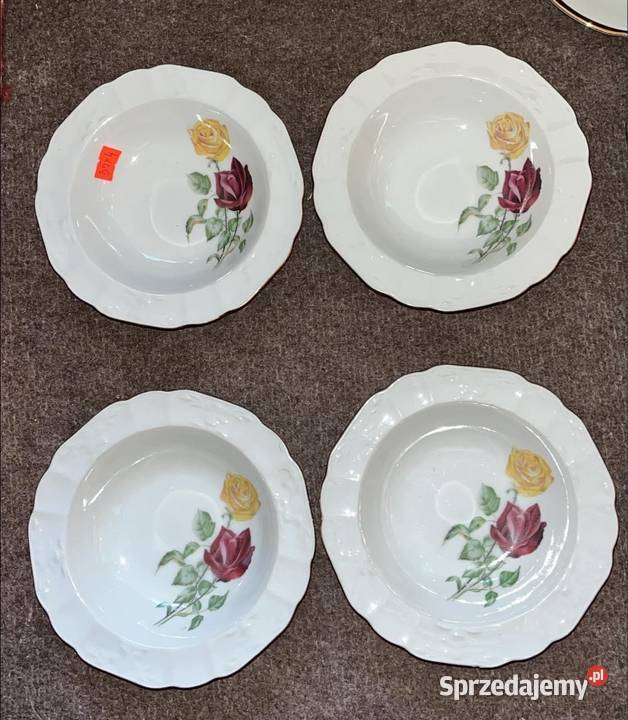 Miseczka z różami Biała porcelana z pasem złota Gdańsk sprzedam