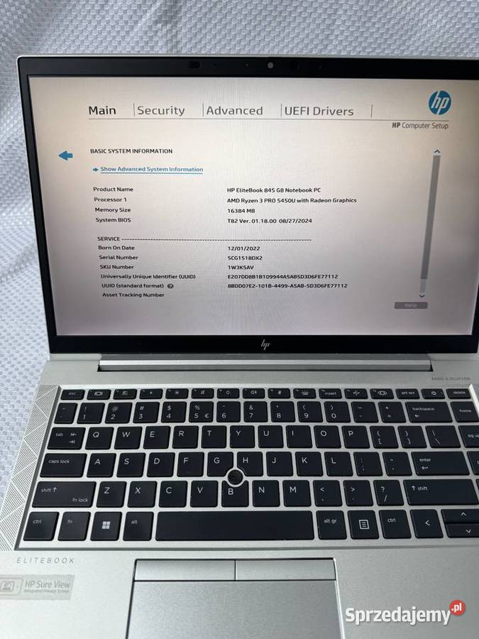 Laptop HP G8 845 AMD ryzen 3 Pro 5450U 16GB RAM