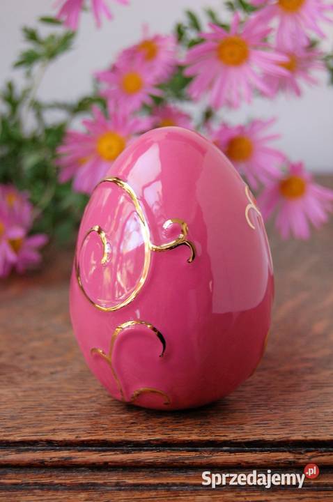 Jajo złocone ceramika Emaux de Longwy Francja Lublin