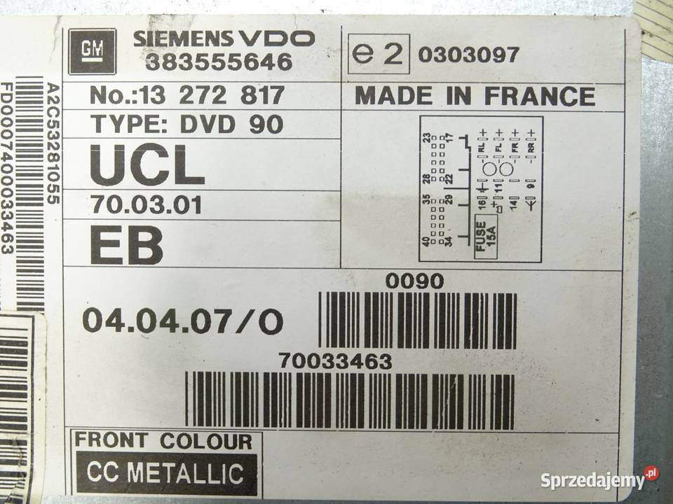 RADIO OPEL SIGNUM 13272817 0308 ODTWARZACZ Sprzęt audio fabryczny