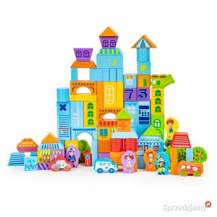 Drewniane klocki edukacyjne miasto 100 sorter Klocki Bielsk Podlaski
