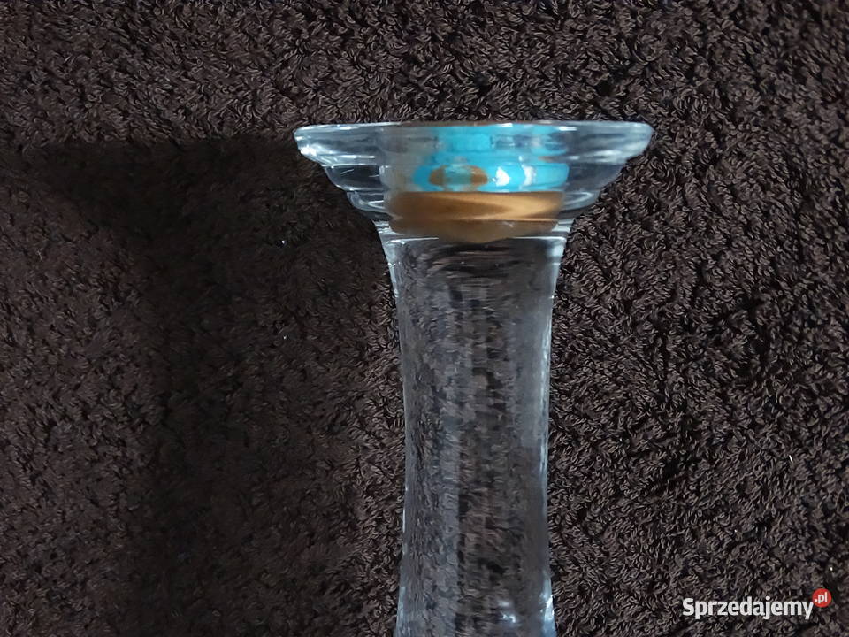 Elegancki szklany świecznik Solidne grube szkło Biłgoraj