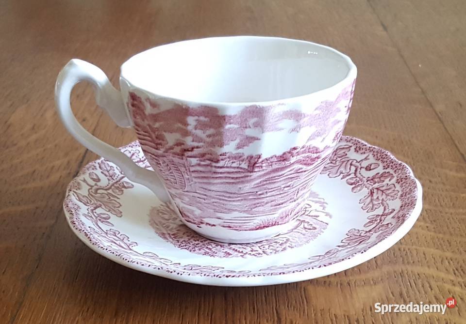 Porcelana angielska zestaw do herbaty 6ciu osób odcienie czerwieni Akcesoria do herbaty Warszawa