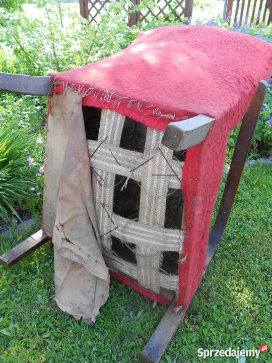 Stary Fotel Drewniany Zabytek na Sprężynach Wrocław