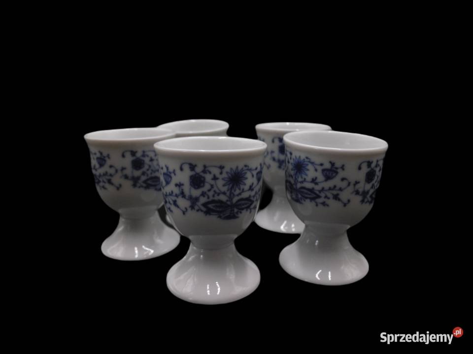 Kieliszki do jajek wzór cebulowy porcelanowe 5