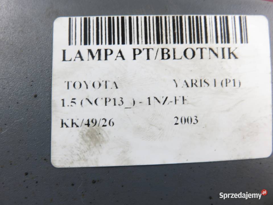 LAMPA PRAWA TYLNA TOYOTA YARIS I P1 osobowe