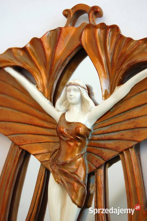 Lustro secesja art nouveau vintage kobieta motyl Lublin