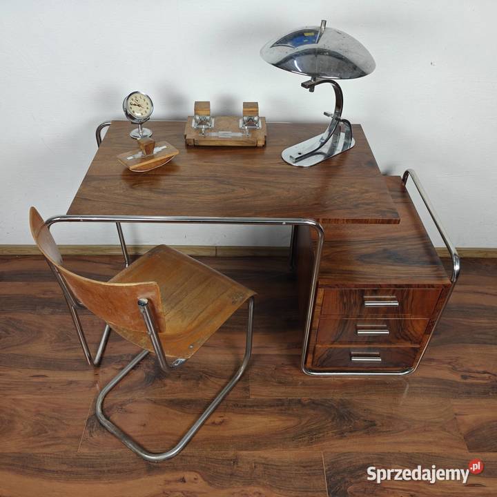 Biurko Chrom Orzech Modernizm Vintage Bauhaus Kraków