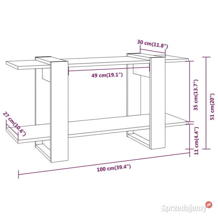 Regał na książki biały 100x30x51 materiał Regały