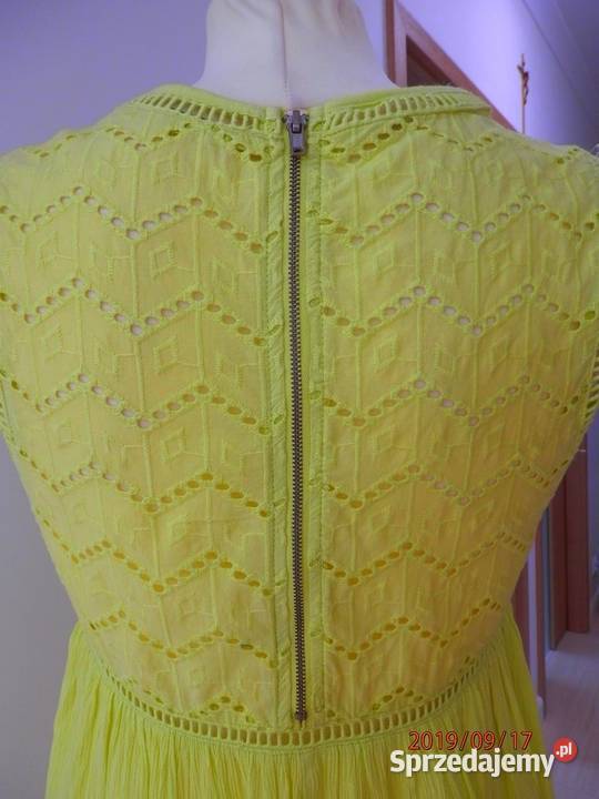 Bluzka Limonkowa Zdobiona Ażurem Neonowa sprzedam