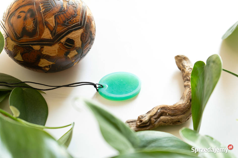 Turkusowy wisiorek owalny 39x3 świecący w Zegarki i Biżuteria Warszawa