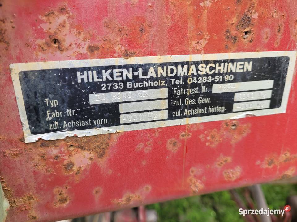 Przyczepa rolnicza Hilken 8t 3 stronny wywrot Maszyny rolnicze Kozłówka