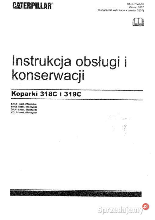 Instrukcja obsługi DTR koparka gąsienicowa CAT Brzesko