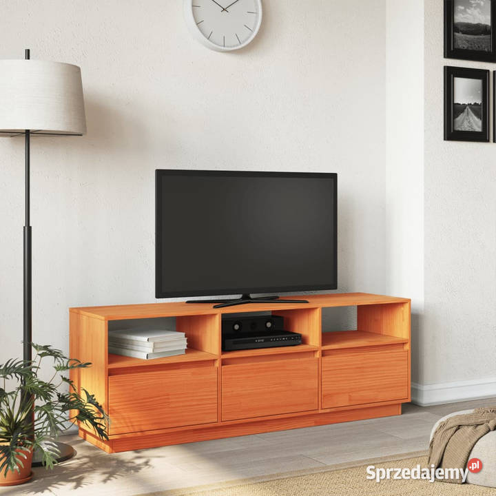 Szafka RTV woskowy brąz 140x37x50 lite drewno Warszawa