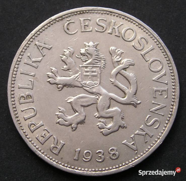 CZECHOSŁOWACJA 5 KORON 1938 Łódź