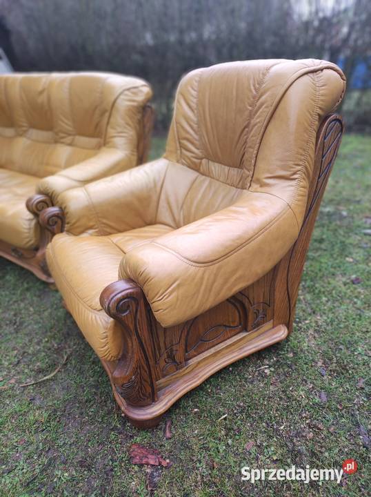 Komplet wypoczynkowy skórzany Meble dolnośląskie Łagiewniki