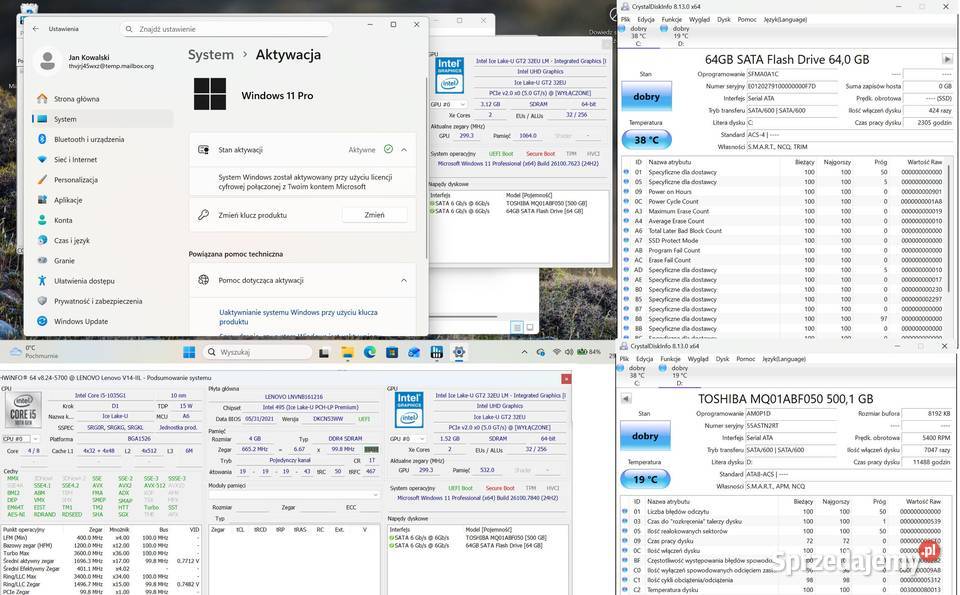 Lenovo V14IIL Intel i51035G1 10generacji SSDHDD 1920 x 1080 Wrocław sprzedam