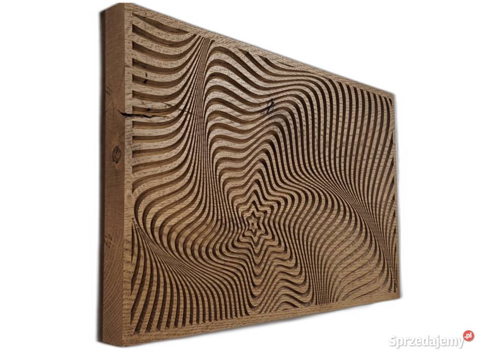 Płaskorzeźba w drewnie dębowym dekoracja na Malechowo