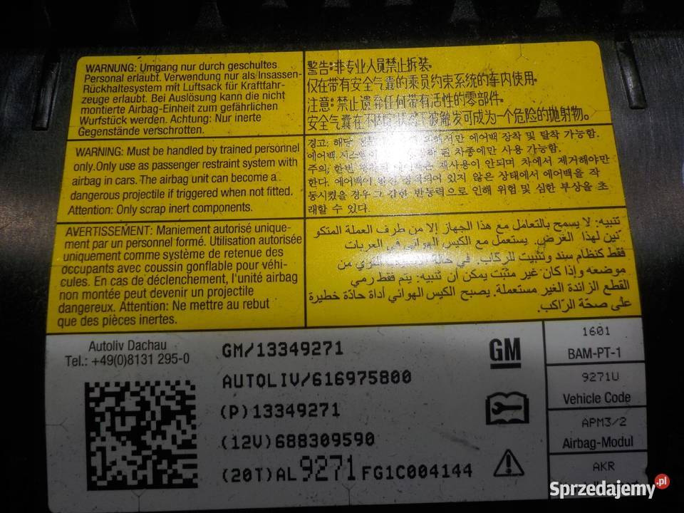 CHEVROLET ORLANDO 12r 5D AIRBAG poduszka Poduszki powietrzne Suków