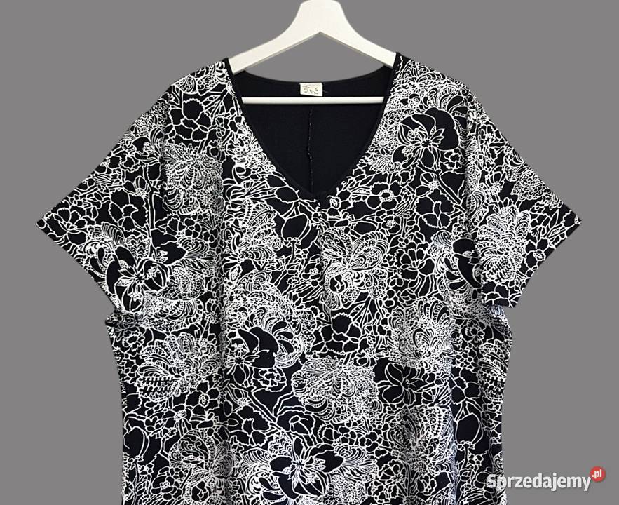 Damska sukienka bawełniana białoczarna z krótkim Chrzanów