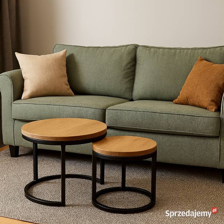 Stolik Kawowy Podwójny Dębowy LOFT Ława 100 Lite 70cm Gdańsk