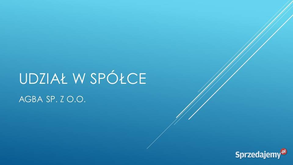 Syndyk sprzeda jeden udział spółki AGBA Sp z oo Mielec