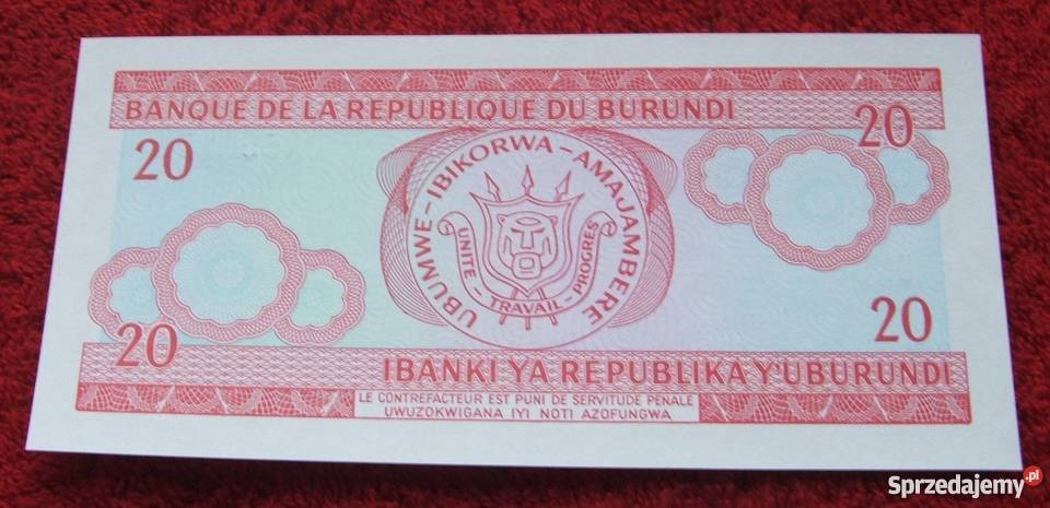 BURUNDI 20 FRANCS WOJOWNIK Kolekcjonerski Katowice