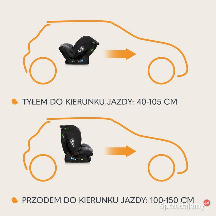 Fotelik samochodowy 40150 PRZÓD TYŁ montaż na 0 - 25 kg Baranowo