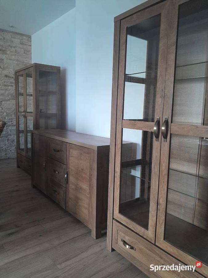 Dwie witryny I komoda kredens dziki dąb 44cm Grabowiec