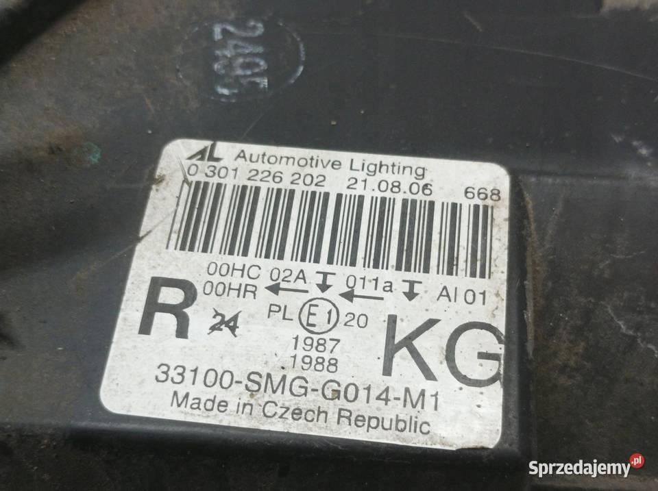LAMPA PRZÓD PRAWA EUROPA UFO 0301226202