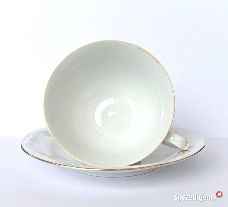 Elegancka Filiżanka ze Spodkiem Bogucice Złocone Antyki, Sztuka, Kolekcje Kraków