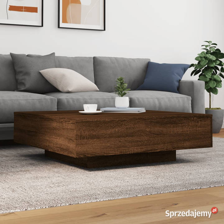 Stolik kawowy brązowy dąb 100x100x31 WM836601 Warszawa sprzedam